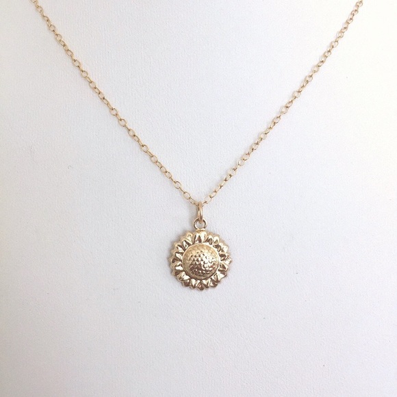 14k Gold Filled Sunflower Necklace - Picture 1 of 5